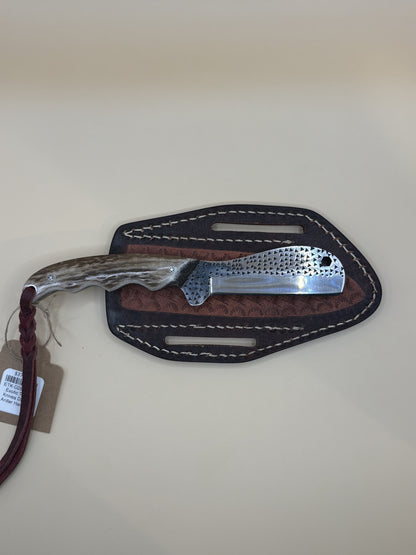 Exotic Texas Knives D2 Elk Antler Handle Bull Cutter Knife – Handmade Fixed Blade