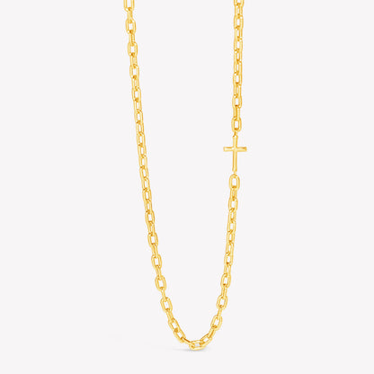 Gold Mini Chain Breaker Cross Necklace