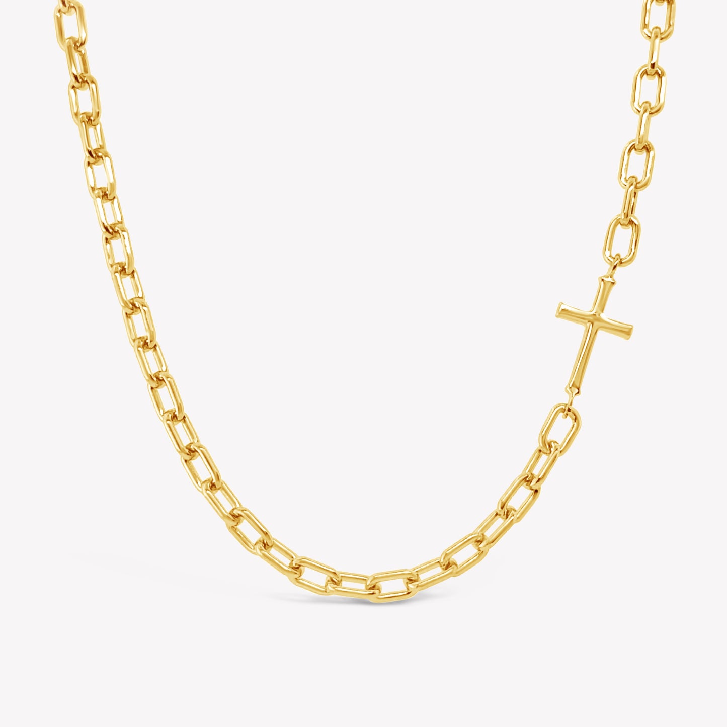 Gold Mini Chain Breaker Cross Necklace