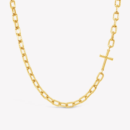 Gold Mini Chain Breaker Cross Necklace