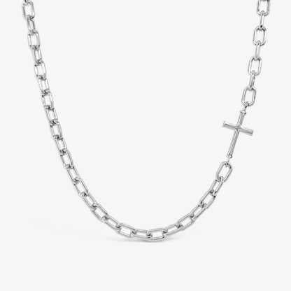 Silver Mini Chain Breaker Cross Necklace