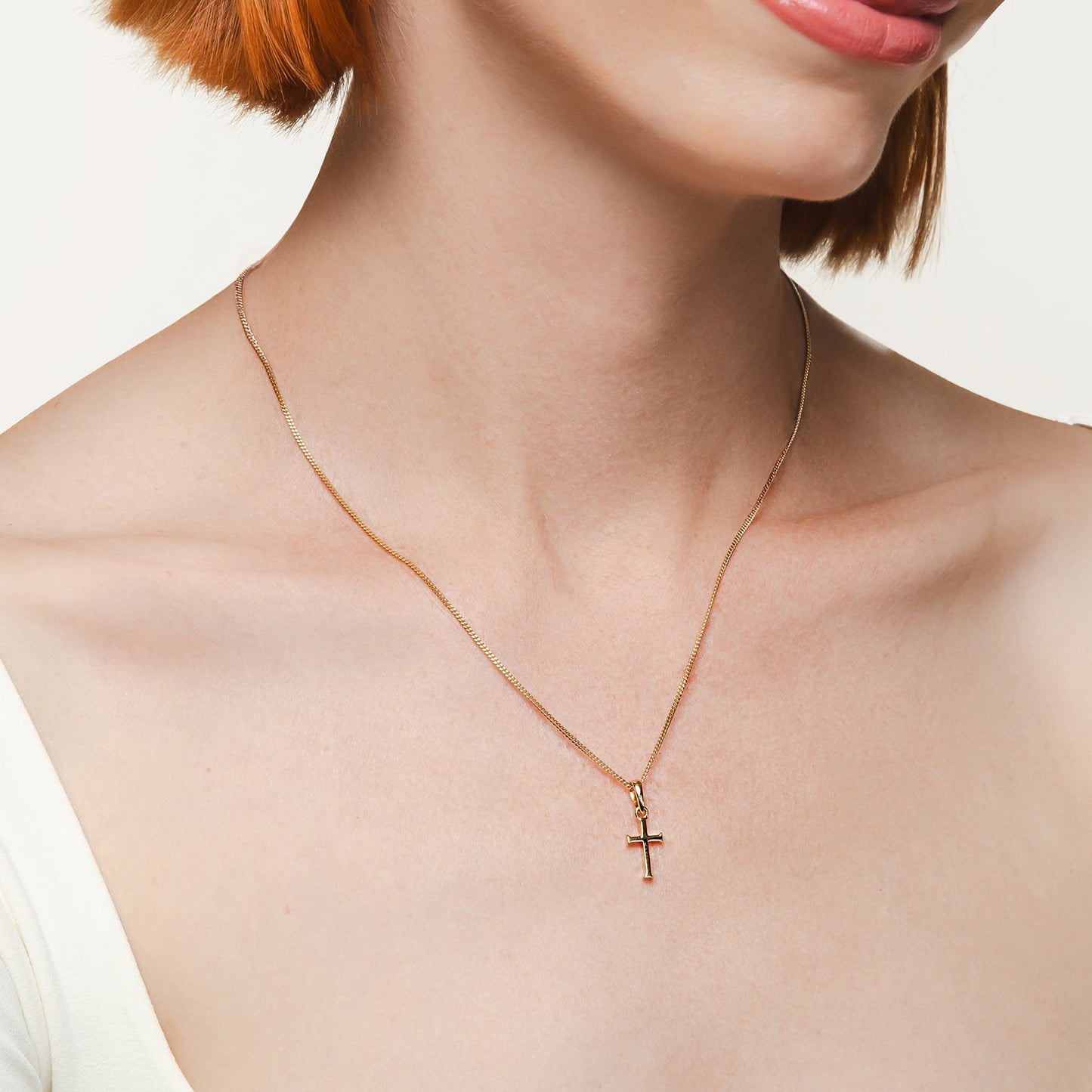 Gold Small Cross Pendant Necklace