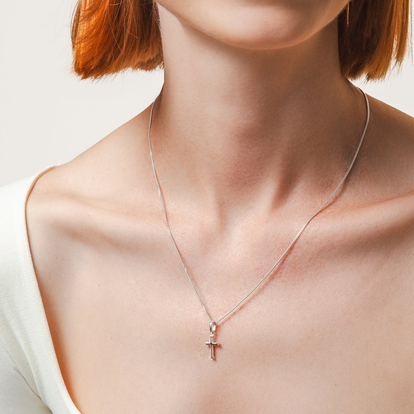 Silver Small Cross Pendant Necklace