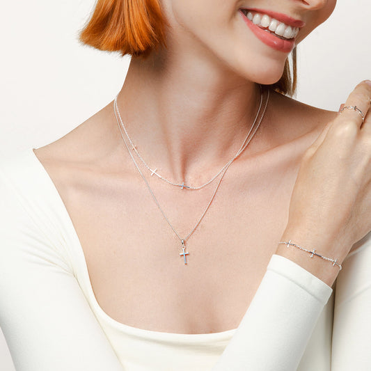 Silver Small Cross Pendant Necklace