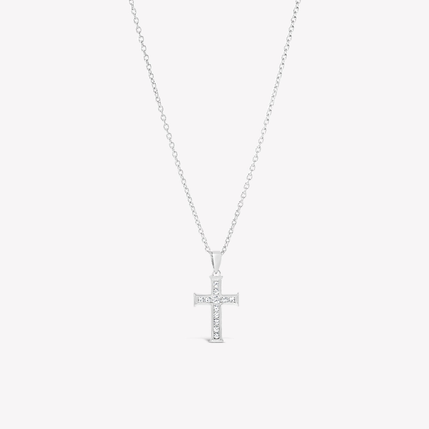 Silver Luminous Cross Pendant Necklace