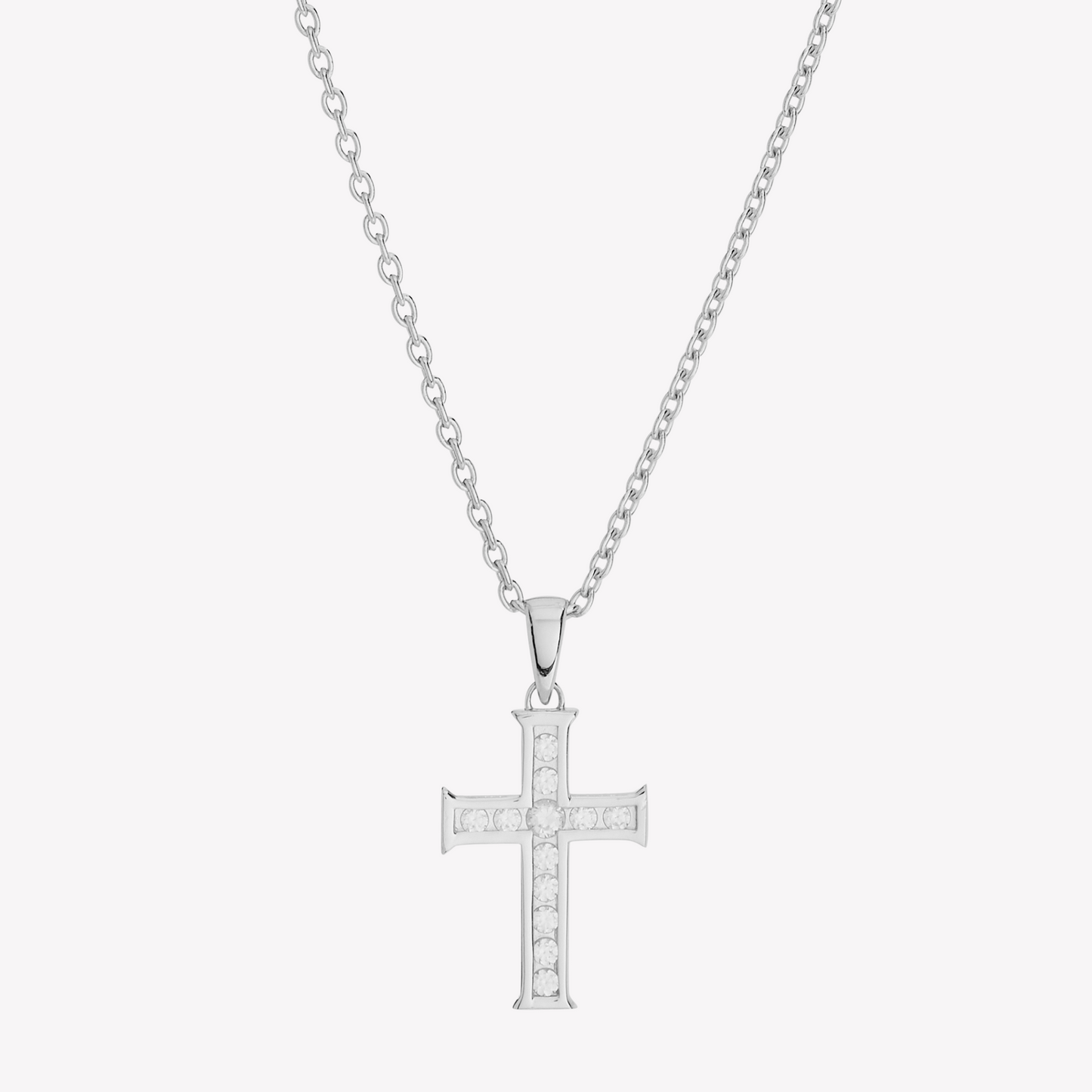 Silver Luminous Cross Pendant Necklace