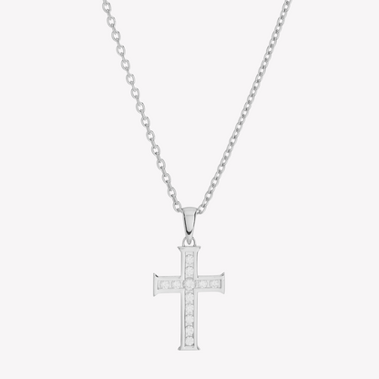 Silver Luminous Cross Pendant Necklace