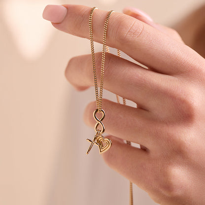 Gold Faith, Hope, & Love Charm Pendant Necklace