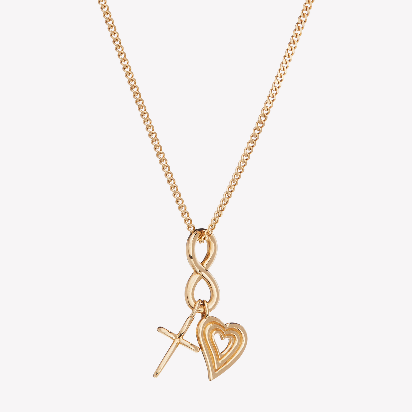 Gold Faith, Hope, & Love Charm Pendant Necklace
