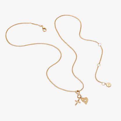 Gold Faith, Hope, & Love Charm Pendant Necklace