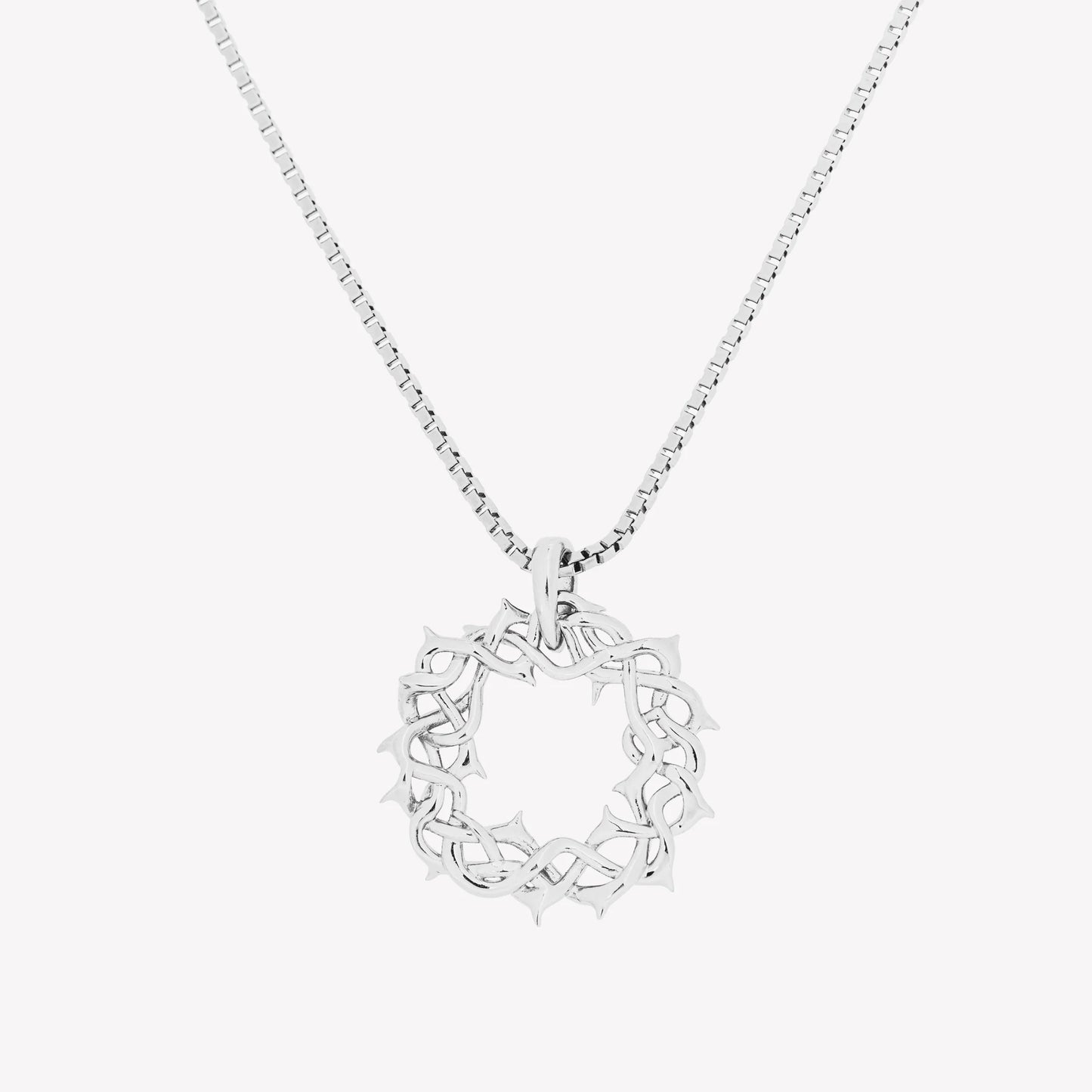 Silver Crown of Thorns Pendant Necklace