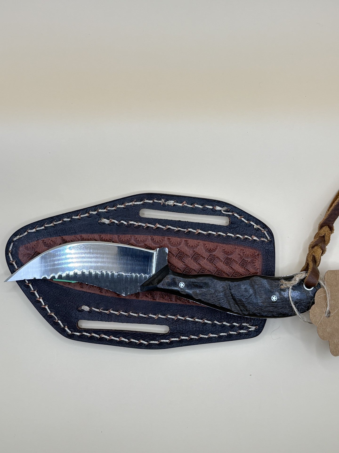 Exotic Texas Knives D2 Ram Horn Handle Hunting Knife – Handmade Fixed Blade