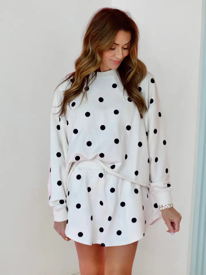Poppy & Pine Ivory Polka Dot Skort Set – Women's Boutique Matching Outfit