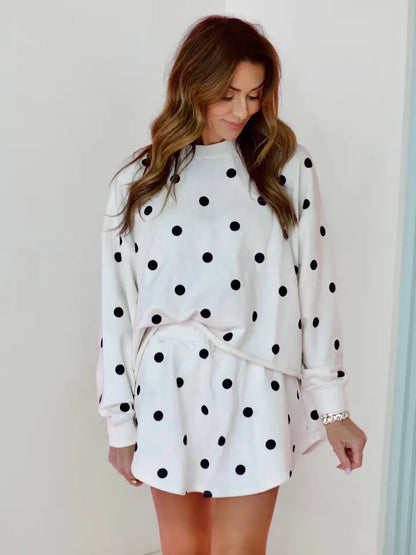Poppy & Pine Ivory Polka Dot Skort Set – Women's Boutique Matching Outfit