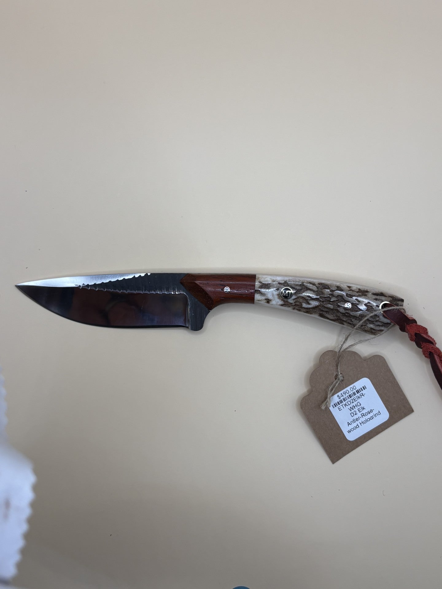 STS Ranch x Exotic Texas Knives D2 Hologrind Rosewood & Elk Antler Handmade Knife