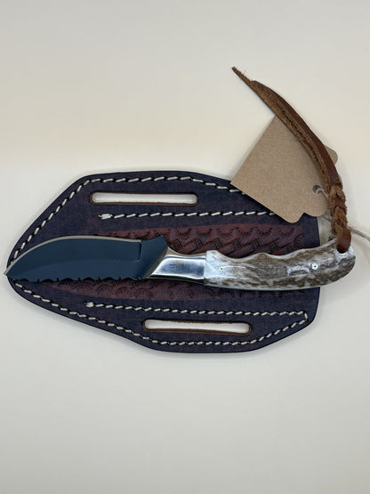 Exotic Texas Knives D2 Elk Antler Handle Cutter Knife – Handmade Fixed Blade
