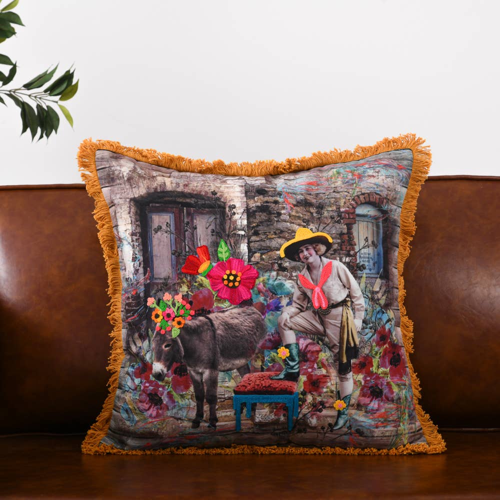 COWGIRL "HER FEET HURT FROM KICKING  20X20