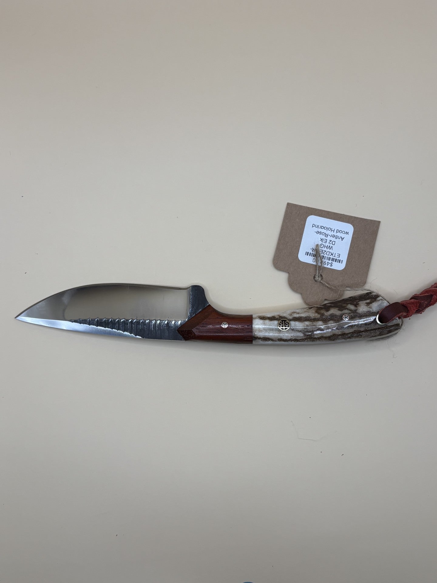 STS Ranch x Exotic Texas Knives D2 Hologrind Rosewood & Elk Antler Handmade Knife