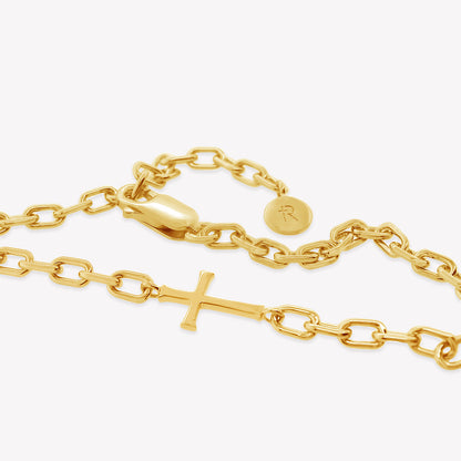 Gold Mini Chain Breaker Cross Bracelet
