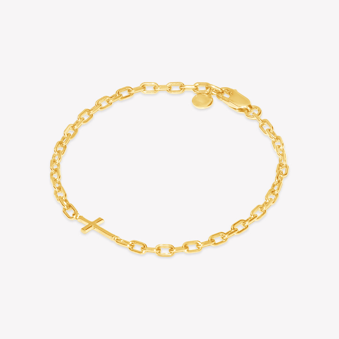 Gold Mini Chain Breaker Cross Bracelet