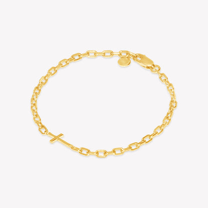 Gold Mini Chain Breaker Cross Bracelet