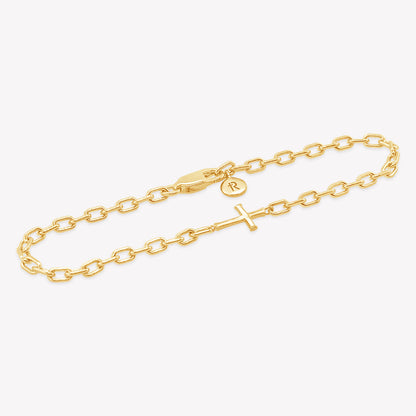 Gold Mini Chain Breaker Cross Bracelet
