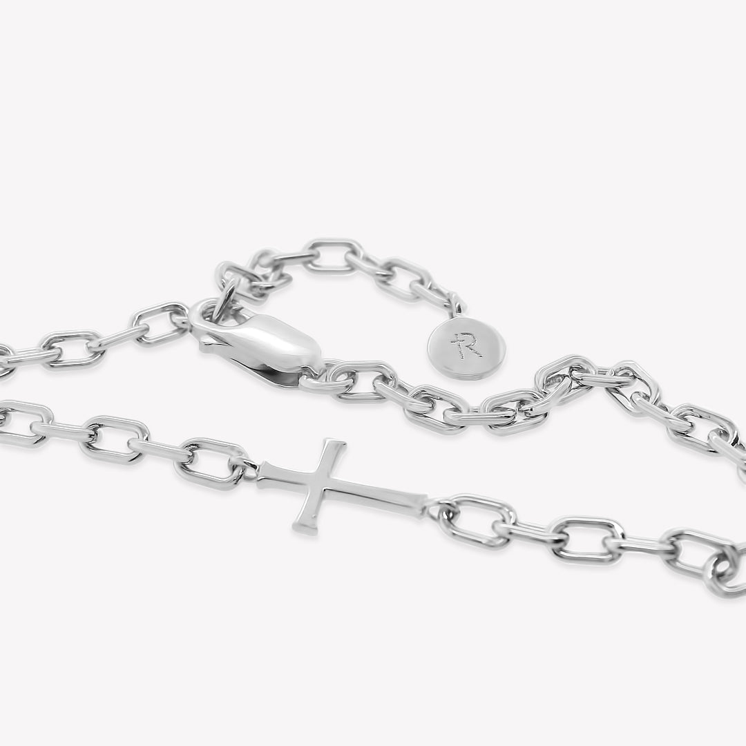 Silver Mini Chain Breaker Cross Bracelet