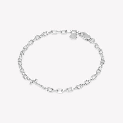 Silver Mini Chain Breaker Cross Bracelet