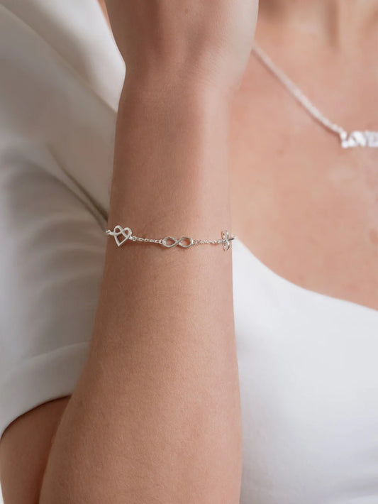 Rizen Christian Jewelry Silver Faith, Hope & Love Bracelet