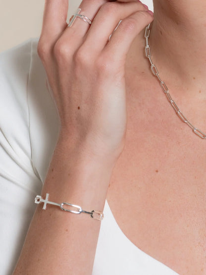 Rizen Christian Jewelry Silver Chain Breaker Bangle