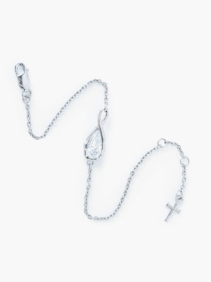 Rizen Christian Jewelry Silver Solace Tear Bracelet – 6.7"