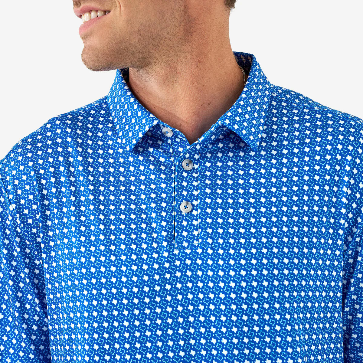 Texas Blue & White Perf Polo