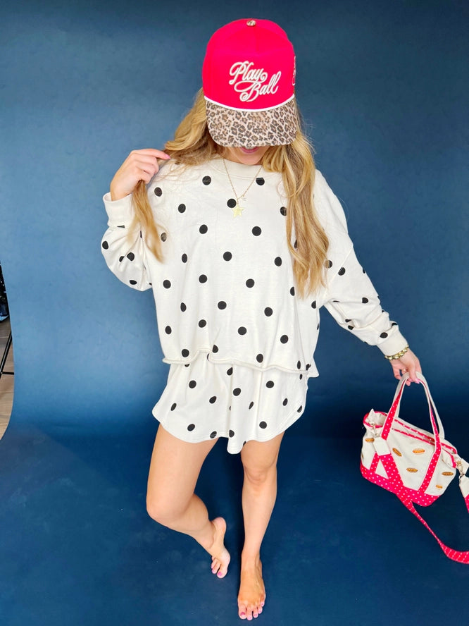 Poppy & Pine Ivory Polka Dot Skort Set – Women's Boutique Matching Outfit