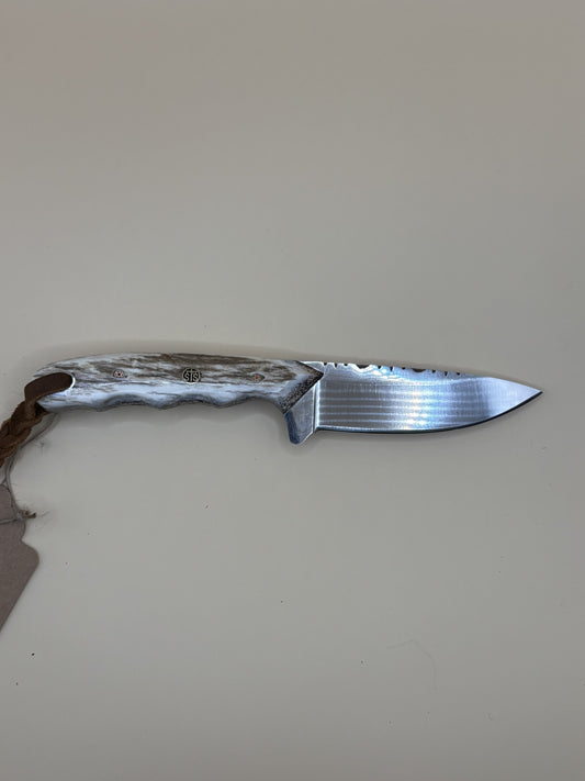 STS Ranch x Exotic Texas Knives D2 Hologrind Elk Antler Handmade Knife