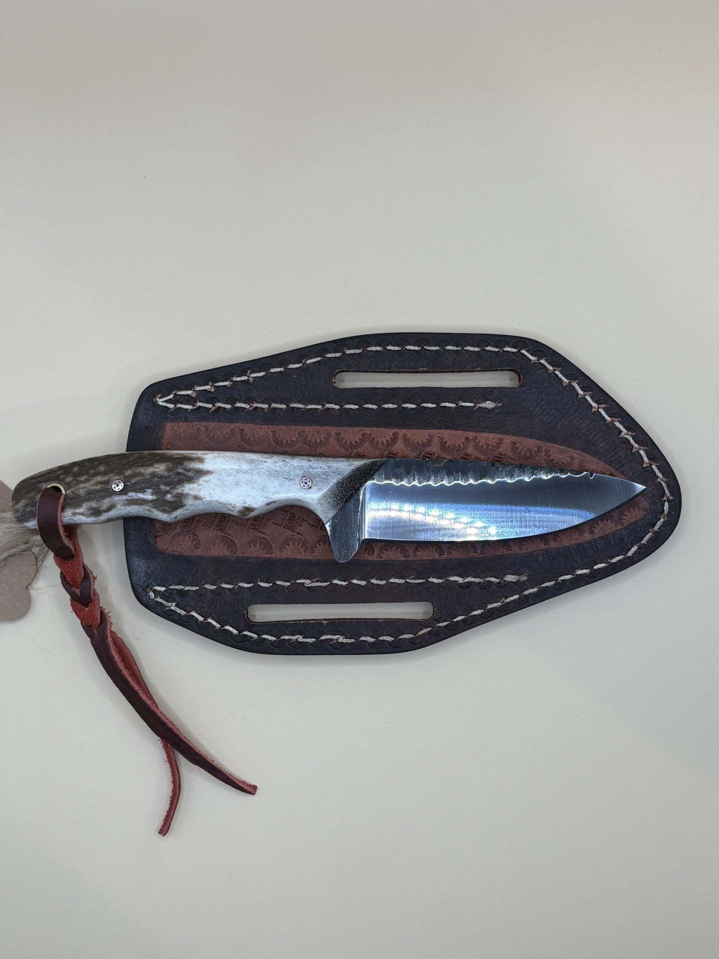 Exotic Texas Knives D2 Elk Antler Handle Skinner Knife – Handmade Fixed Blade