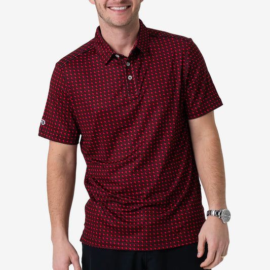 Texas Black & Red Perf Polo