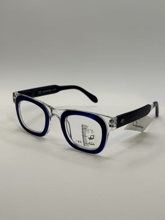 RS Eyeshop Navy Blue & Clear Progressive Readers – Stylish Reading Glasses for Women
