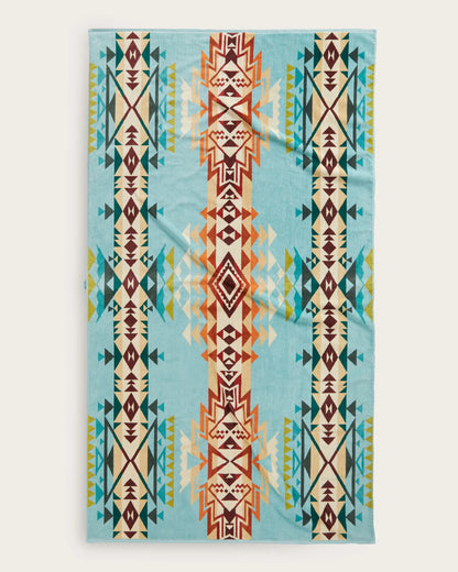 Pendleton Oversized Jacquard Spa Towel- Highland Peak Aqua