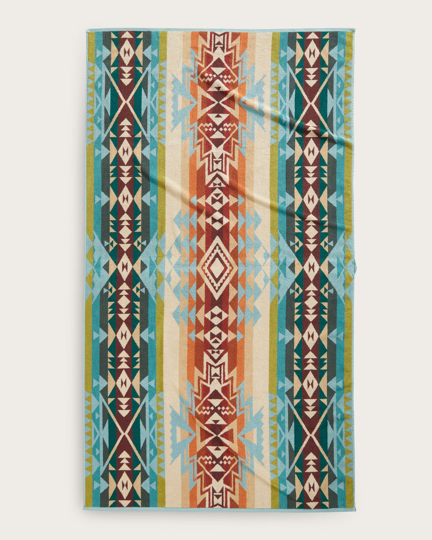 Pendleton Oversized Jacquard Spa Towel- Highland Peak Aqua