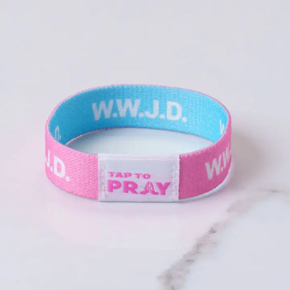 Tap To Pray Wristbands - Blue & Pink WWJD
