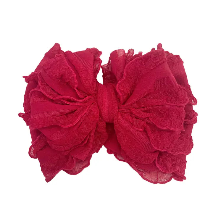 Baby Ruffled Headband-Cranberry
