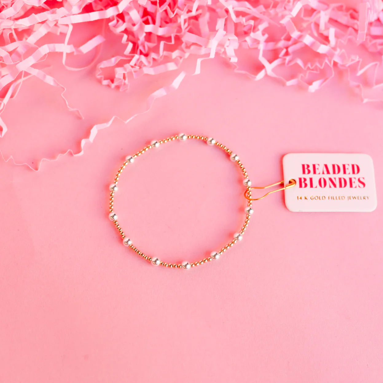 Beaded Blondes June Petite Bracelet – Gold & Silver Stretch Bracelet for Women