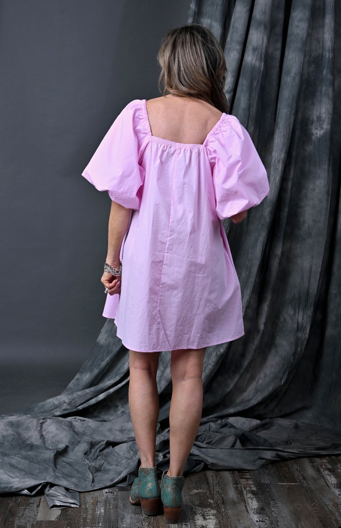 Balloon Sleeve Cotton Dress