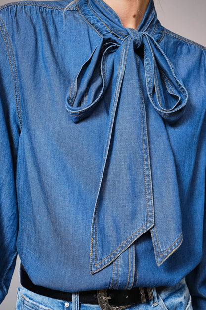 Chambray Bow Blouse