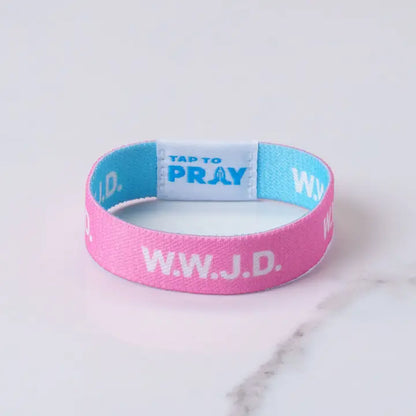 Tap To Pray Wristbands - Blue & Pink WWJD