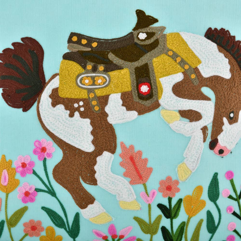 BUCKING HORSE PILLOW 18x18"