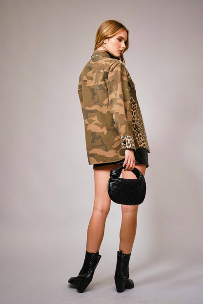 Mix Media Camo Leopard Jacket