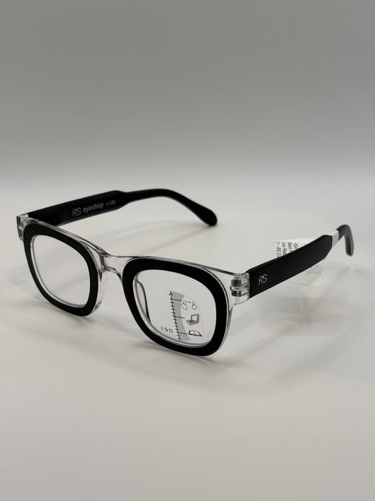 RS Eyeshop Black & Clear Progressive Readers – Stylish Reading Glasses for Women