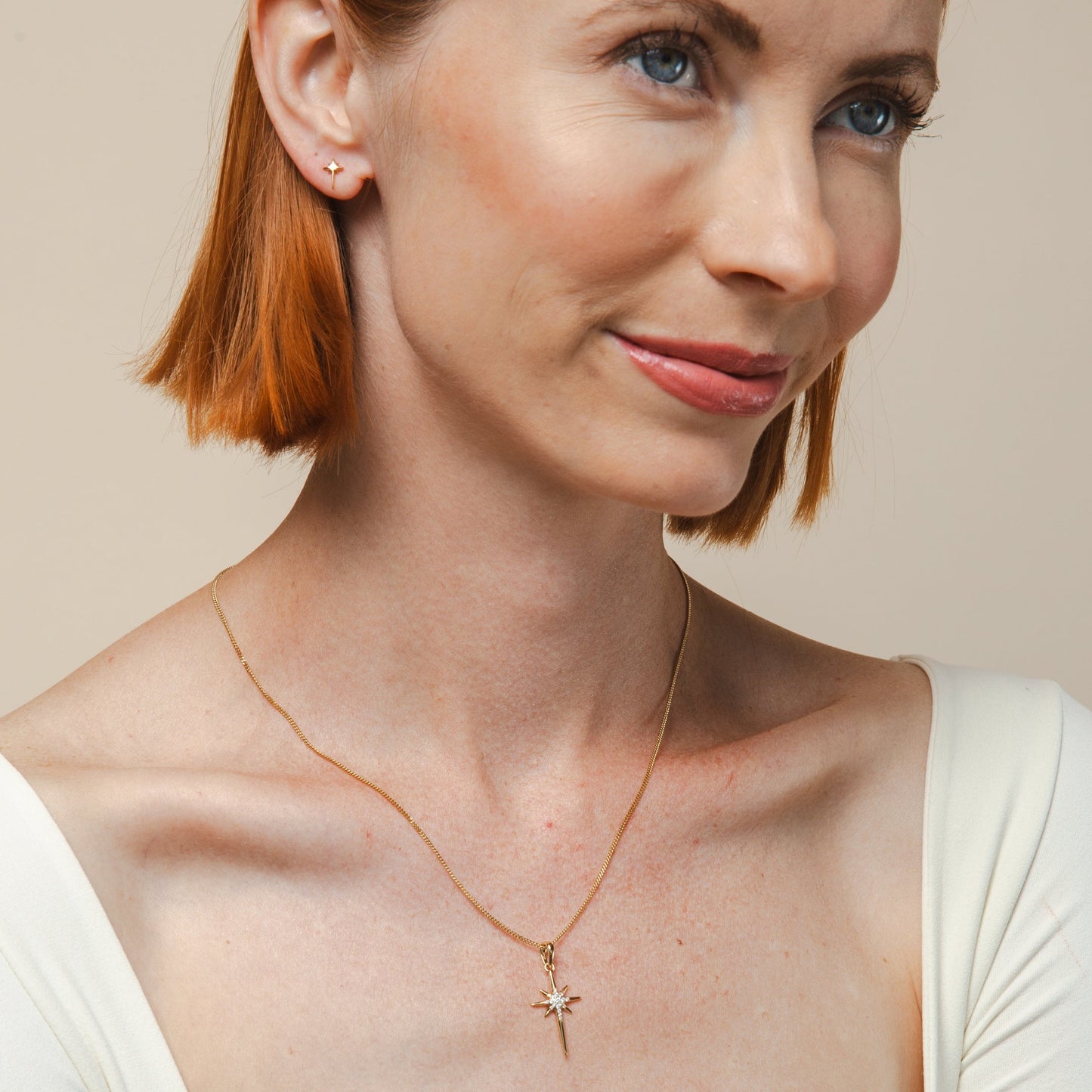 Gold Adoring Star Stud Earrings