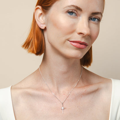 Silver Adoring Star Stud Earrings